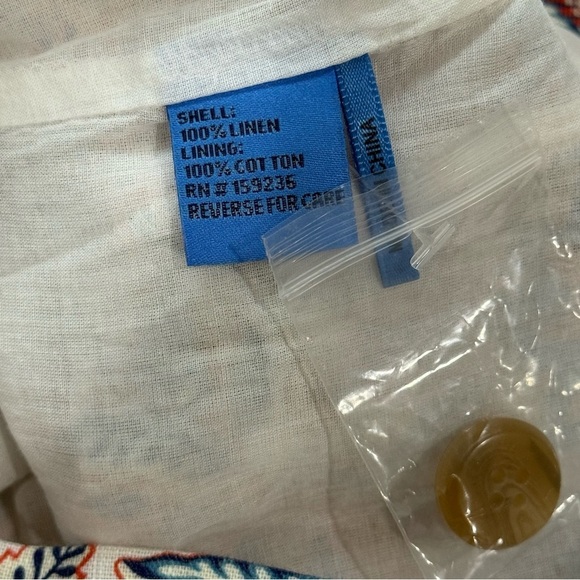 J. McLaughlin Rue Coral/Blue Linen Floral Sleeveless Shift Dress Medium NEW $218 - Picture 14 of 16